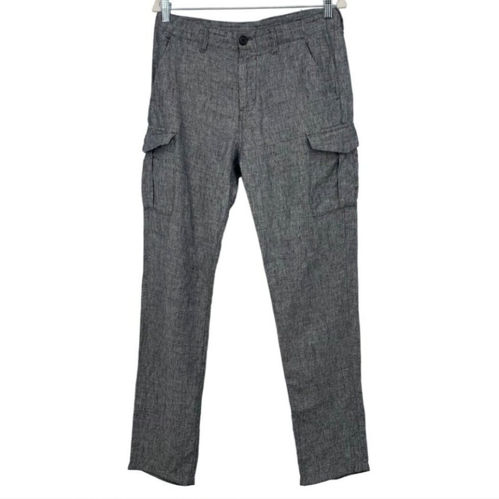 AX Armani Exchange Size 30 100% Linen Straight Leg Cargo Pants Women Blue Casual